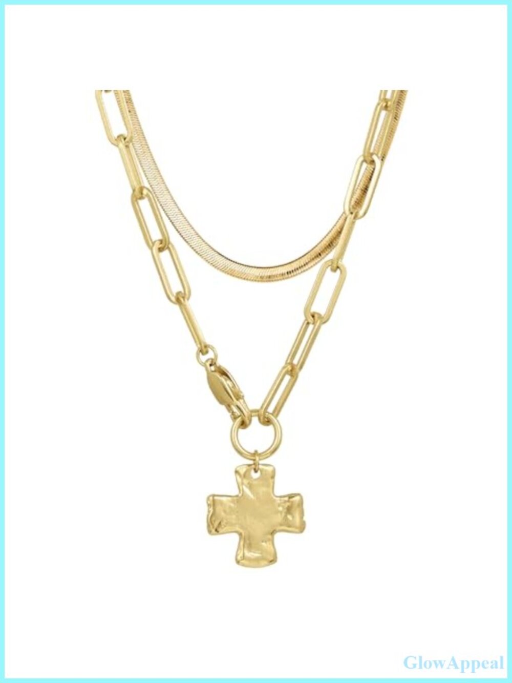 Chunky Cross Chain Necklace Set Waterproof Tarnish-Free PVD Brass
